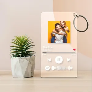DIY 투명 아크릴 음악 플라크 맞춤형 Spotify 노래 키 체인 선물