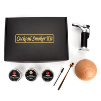 Kit de fumage pour cocktails avec torche, 3 types de copeaux de bois naturels pour infuser le bourbon, le vin, la viande, les cocktails, les boissons, accessoires de bar