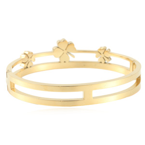 <b>Flower</b> Titanium Steel <b>Bracelet</b> Women's Stainless Steel Bangle Everyday Wear Channel Setting 13020 - Product Image 4