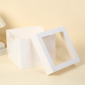 กล่องเค้กเบเกอรี่สีขาวสำหรับงานแต่งงานกล่องเค้กขนาดเล็กที่มีหน้าต่างโปร่งใส - Product Image 4