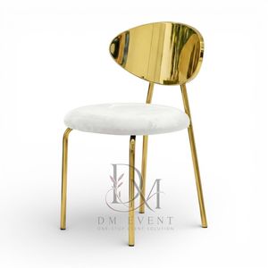 Gold Oval Mirror Back Stainless Steel Event Chair with <b>White</b> <b>Cushion</b> for Wedding and Hotel Banquets Wholesale Seating - Product Image 1
