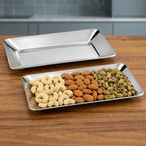 Plateau de service rectangulaire en acier inoxydable, métal poli, durable, compatible lave-vaisselle, contact alimentaire, usage résidentiel - Product Image 5
