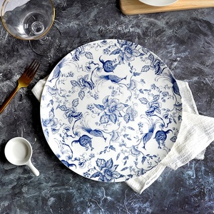 De china de hueso fino conjunto de cena azul y blanco de cerámica, platos de cena juego de vajilla de boda - Product Image 5