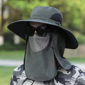 Chapeau de protection solaire décontracté en polyester pour <span class=keywords><strong>homme</strong></span> - Chapeau d'été imperméable couvrant le visage pour la pêche et la randonnée pour adultes - Product Image 1