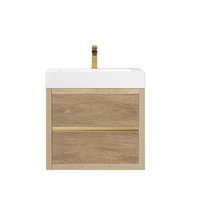 Petit lavabo simple de 24 pouces avec tiroirs OEM Lavabo mural en PVC Meuble sous vasque de salle de bain