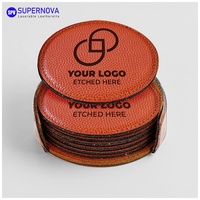 Sous-verres classiques en cuir PU écologiques pour gravure laser avec support Pulsen, lot de 6, cadeau d'entreprise