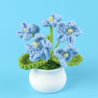 Decoración hecha a mano falsa simulación macetas plantas flores tejidas artificiales hilo de lana eterno Margarita girasol flor de punto