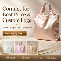 Tas Tote Satin Logo Kustom Mewah Berkilau Selempang Wanita Elegan Kapasitas Besar Tas Belanja Pernikahan Perjalanan MOQ Rendah OEM