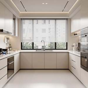 Armoires de cuisine modulaires personnalisables Options en contreplaqué marbré Finition laquée moderne Conception gratuite pour les applications d'évier et de crédence - Product Image 1