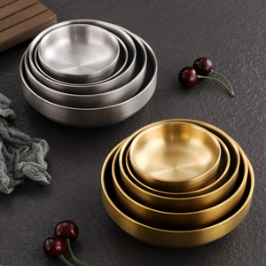 Bol Kimchi Style Coréen en Acier Inoxydable 304 Plat Minimaliste en Métal pour Plats Froides Assaisonnement Sauce Couleur Émail Poli - Product Image 4