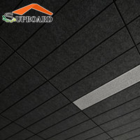 Panneaux de plafond en fibres minérales noires, directement de l'usine, pour bureaux, écoles, centres commerciaux, matériaux de décoration de plafond suspendu