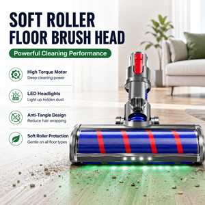 Cepillo de Aspiradora LED Verde al por Mayor, Cabezal de Rodillo Suave Antienredos para Suelos 180 °   Repuesto Giratorio para Limpieza Multisuperficie - Product Image 1