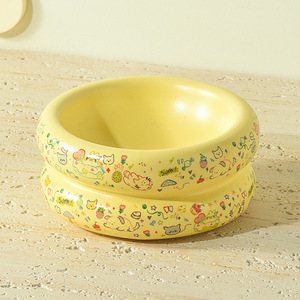 Doe Pet Bol en céramique surélevé de forme arrondie pour animaux de compagnie, avec large ouverture - Product Image 2
