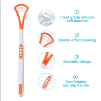 Brosse de nettoyage de la langue en silicone et plastique double face écologique, gratte-langue de haute qualité, nettoyeur de langue coloré