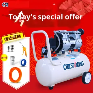 새로운 무소음 오일프리 주철 에어 컴프레서 소형 목공용 스프레이 페인트 에어 펌프 (활성탄 필터 포함, 8bar 압력) - Product Image 5