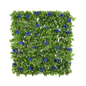Expandable <strong>Artificial</strong> Willow <strong>Trellis</strong> Fence <strong>with</strong> <strong>Flowers</strong> <strong>Artificial</strong> Wooden Fence for Balcony Patio Outdoor Indoor Use - Product Image 1