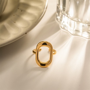 Popular Stainless Steel Adjustable Hollow <b>Ring</b> Gold Plated Geometric <b>Rings</b> Jewelry - Product Image 5
