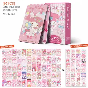 Cartões polaroid Kuromi My Melody para crianças, 6 desenhos, 92 unidades, estampa HD Kawaii, foto dupla face, hello, gato, canela, foto, 92 unidades por saco