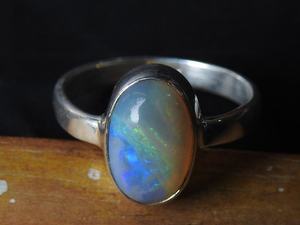 Australian Multi Fire Certified Engagement Wedding <b>Ring</b>-<b>Silver</b>-October Birthstone-Solid <b>Opal</b>-5.5 US Size-Handmade Classic Prong - Product Image 5