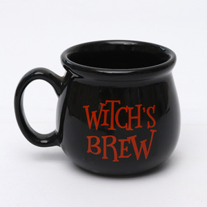 GZYSL Pacific Giftware Logo personalizzato brodo di strega Halloween tazza di calderone in ceramica <span class=keywords><strong>nera</strong></span> ciotola di zuppa con cucchiaio da caffè tazza di luna - Product Image 4