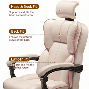 Leather Metal Frame E-Sports Office <strong>Study</strong> <strong>Chair</strong> Ergonomic Swivel Rolling Wheels Footrest Modern Simplicity Design for Home - Product Image 2