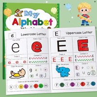 Cahier d'entraînement numérique personnalisé à 26 lettres, en papier couché rouge, avec stylo de contrôle, pour l'apprentissage de l'anglais et des chiffres chez les enfants