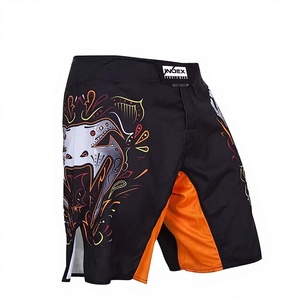 Shorts MMA pour hommes INDEX, impression par sublimation, noir et orange, vêtements d'arts martiaux mixtes, polyester respirant, coupe classique - Product Image 1