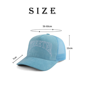 2025 thời trang mới 5 Bảng điều chỉnh unisex da lộn Trucker mũ tùy chỉnh thêu logo cong Vành lưới bóng chày trucker cap - Product Image 3