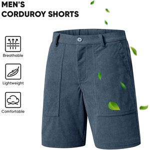 Shorts en velours côtelé pour homme FOXA, coupe classique, devant plat, extensibles, légers, avec poches - Product Image 4