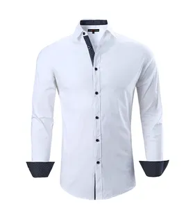 Ready to Ship wholesale custom Contrast Hot Sale Mens long sleeve dress shirt business shirt solid color