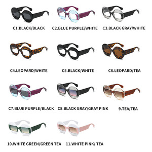 Gafas de Sol de Moda Europea y Americana Otoño 2022 para Mujer, Nuevas con Bloqueo de Color, Protección UV400, Estilo Personalizado, Transfronterizas, PC - Product Image 3