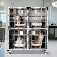 Cage pour chat à quatre compartiments JLA-VC04, acier inoxydable 304 de haute qualité, mobilier moderne, clinique vétérinaire, fabrication chinoise