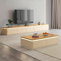 Meuble TV moderne et simple de style français, table basse, coin arrondi, meubles de salon crème pour petits appartements pour