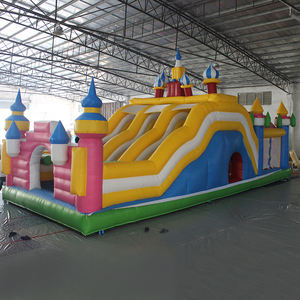 Casa de rebote bonita rosa con tobogán para interiores y exteriores, castillo hinchable, bola <span class=keywords><strong>Funhouse</strong></span> para niños, venta comercial - Product Image 1