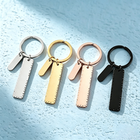 Ensemble de porte-clés rectangulaires Ywyougang, 4 couleurs, porte-clés en métal avec étiquette courte à bord dentelé et fosse concave, idéal pour un cadeau