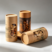 Kartonnen cilinderverpakking met venster voor thee, koffie, snoep, koekjes en cadeaus, met aangepast logo, voedselveilig en rond.