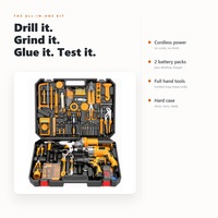 Kit combiné d'outils électriques sans fil : perceuse, visseuse à chocs, meuleuse d'angle, pistolet à colle, avec 2 batteries, chargeur, multimètre et mallette de transport
