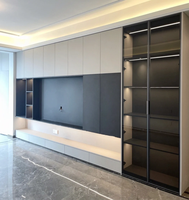 Meuble mural TV de luxe, meuble multimédia moderne, console TV encastrée sur mesure pour salon