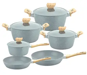 Non Stick Cookware Pot Die Casting Wok Medical Stone Gift Set Cookware Pans and Pots Set Kitchen Customized