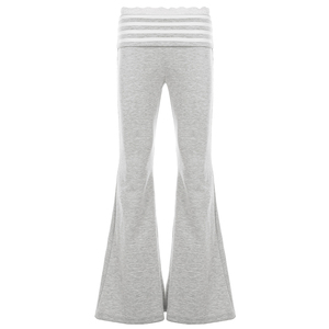 <b>Lace</b> Trim Striped Knit Pants, Women's Casual Long Trousers, <b>Elastic</b> Waist Sweatpants, Y2K Retro Streetwear Fashion - Product Image 6