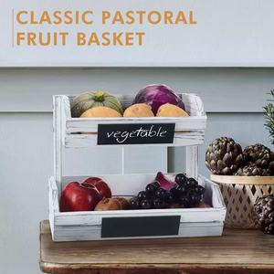 Espositore per Verdure e Pane a 2 Livelli in Legno, Cesto Portafrutta per Organizzazione Piano Cucina - Product Image 5