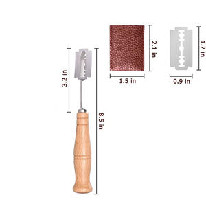 Boulangers de cuisine faisant la pâte emporte-pièce Scoring Pain <span class=keywords><strong>Lame</strong></span> Couteau Slashing Outil avec 5 Lames de Rasoir et 1 Housse en Cuir - Product Image 3