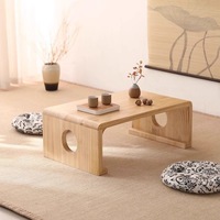 Table basse en bois massif de style japonais Tatami avec design à trou rond pour s'asseoir au sol, table de thé, mobilier de salon Zen pour fenêtre