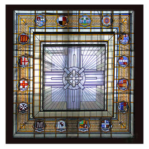 Vitraux en plomb pour lucarne au sommet de l'entrée de l'atrium, fabrication sur mesure, <span class=keywords><strong>motif</strong></span> personnalisé, peint à la main, <span class=keywords><strong>art</strong></span> déco, vitraux - Product Image 5