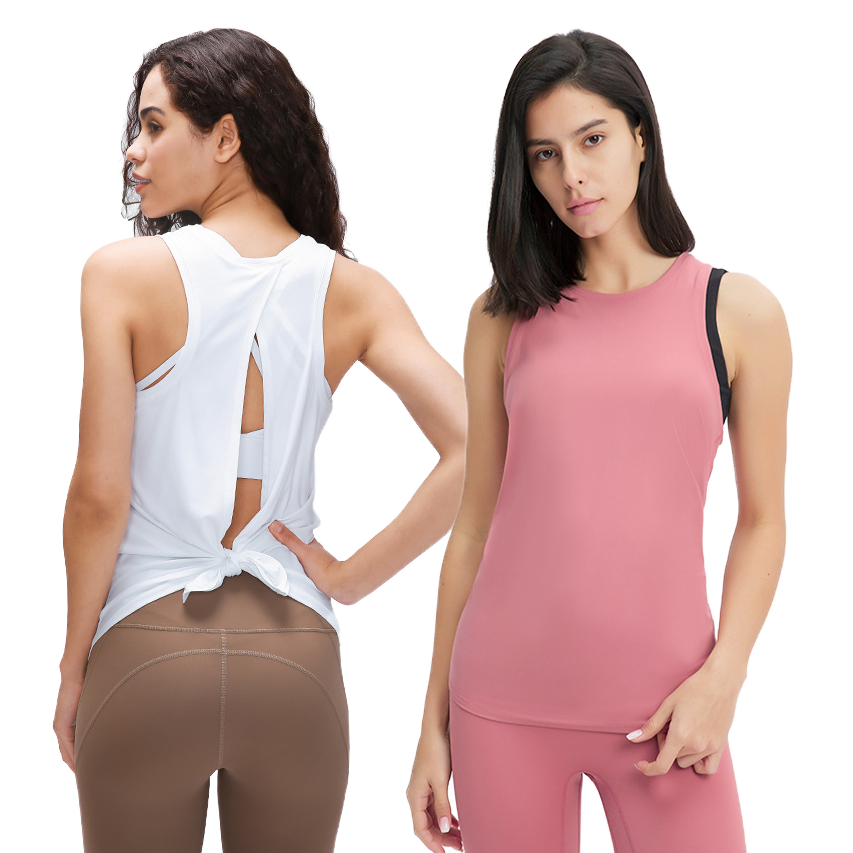 Lulu Women's Summer High Elastic Quick Dry Sports Tops Breathable Antibacterial Spandex/Nylon Nude Regular Yoga Vest Letter