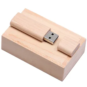 Custom Usb Flash Drive Flat Wooden Box Personal Logo Pendrive 8Gb 16Gb 32Gb Usb 2.0 U Disk Memory Stick Special Gift