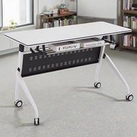 Table d'entraînement pliable au design moderne, bureau modulable long et mobile, combinaison simple chaise et table, en PVC écologique pour usage commercial
