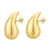 Nouveau exagéré or couleur larme boucles d'oreilles Dupes pour les femmes léger lisse métal goutte d'eau cerceau boucle d'oreille bijoux à la mode