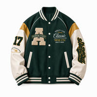 Blouson Bomber Baseball Personnalisé Homme Style Universitaire avec Patch Brodé en Chenille et Manches en Cuir – Streetwear Collégien OEM