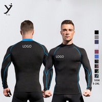 Kaos Lengan Panjang Turtleneck PRO Pria untuk Latihan |   Atasan Cepat Kering untuk Olahraga & Lari Musim Gugur & Musim Dingin